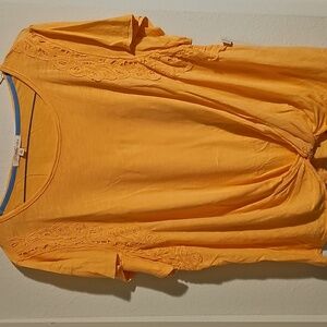 Orange Lace Detail Women's Top